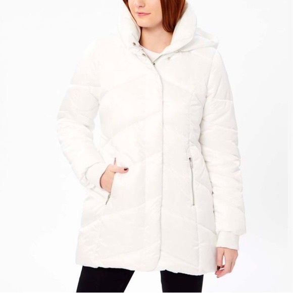 Steve Madden | Jackets & Coats | Steve Madden White Puffer Coat Hooded ...